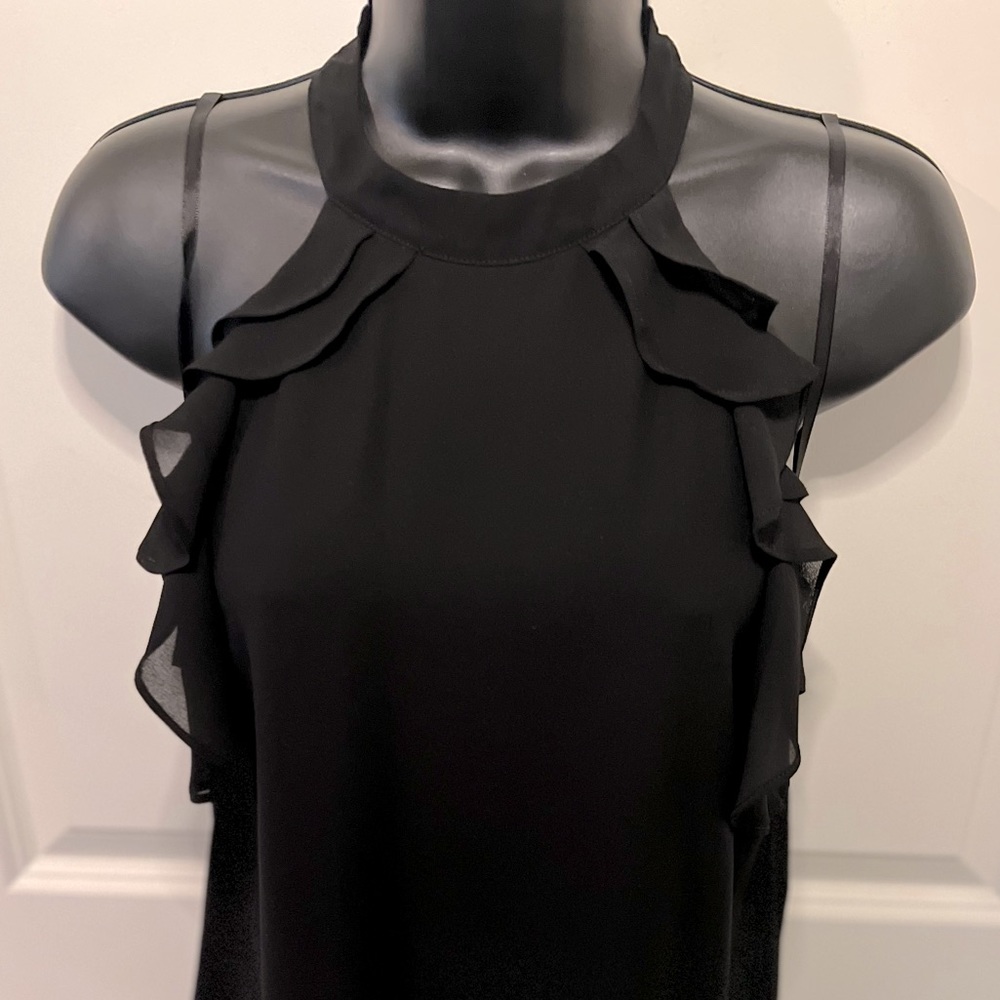 Ruby and Jenna Black Halter Neck Ruffle Blouse, Size S